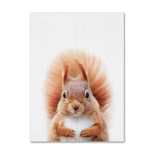 Cute Squirrel Poster – Minimalist Woodland Nursery Wall Art