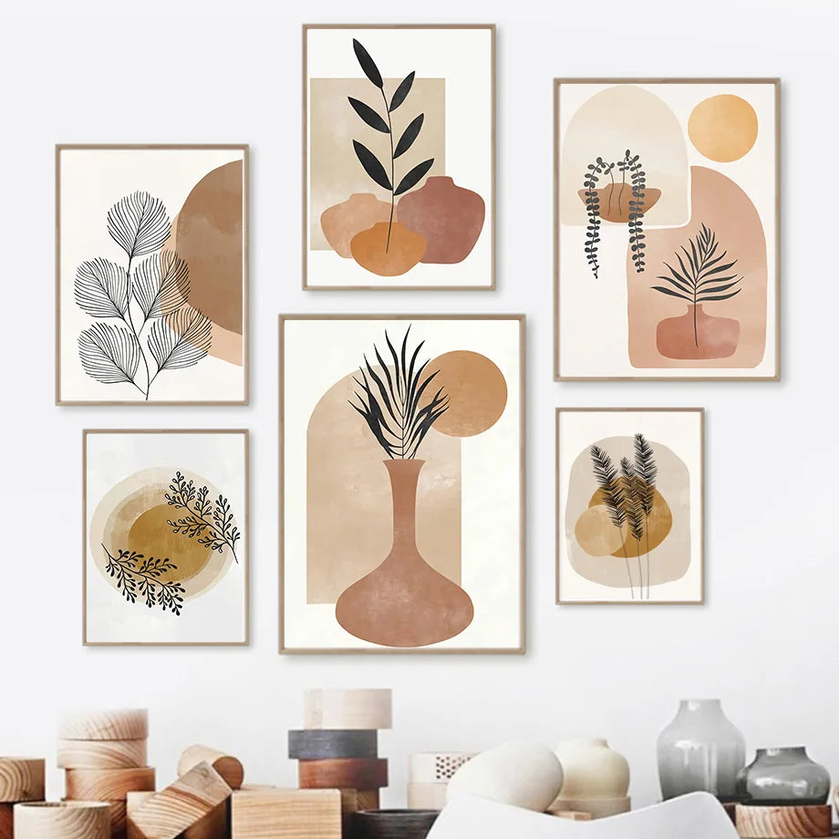 Minimal Botanical Shapes Poster – Scandinavian Boho Wall Art