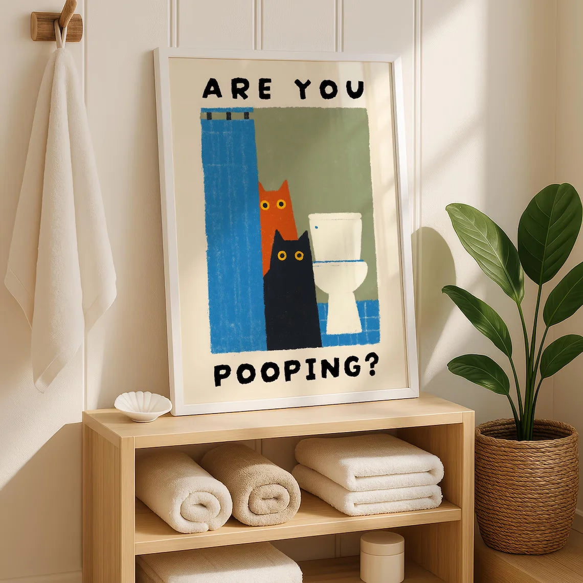 Are You Pooping? Poster – Funny Cat Bathroom Wall Art