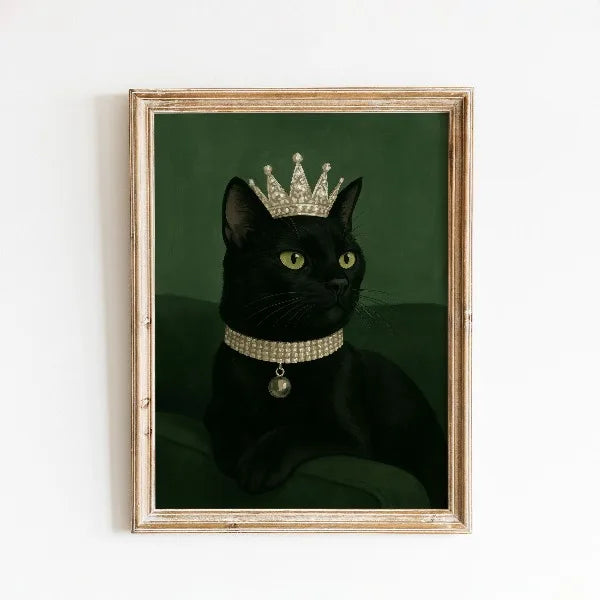 Moody Black Cat Green Background Poster Smoking Cats with Whiskey Canvas Painting Dark Humor Wall Art for Living Room Home Decor