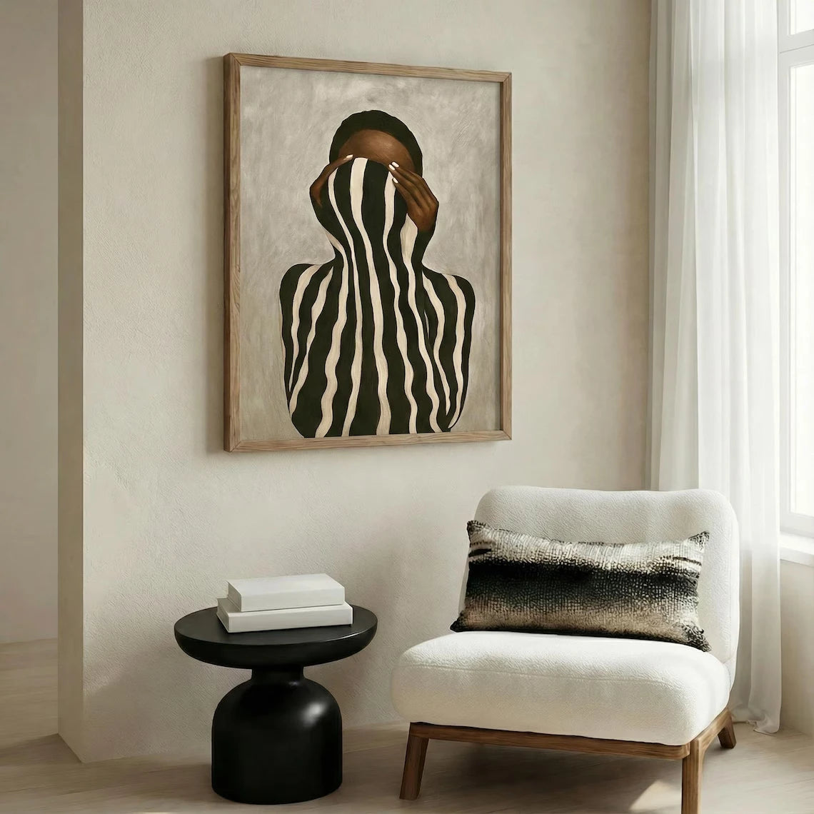 Hidden in Stripes Modern Figurative Art Poster