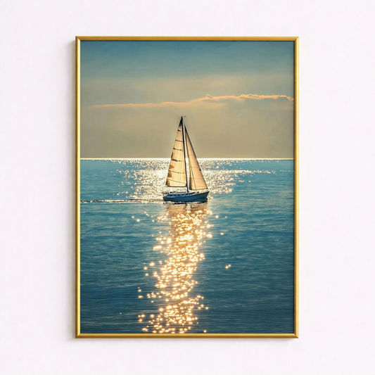 Golden Drift – Sunset Sailing Poster