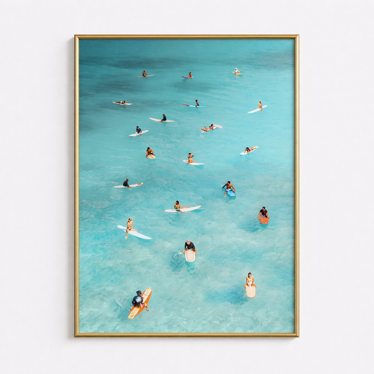 Surf Crowd – Aerial Ocean Poster