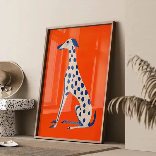Abstract Dalmatian Dopamine Art Orange Blue Canvas Poster Picture Wall Decor Modern Living Room Kitchen Bathroom Home Decor Gift