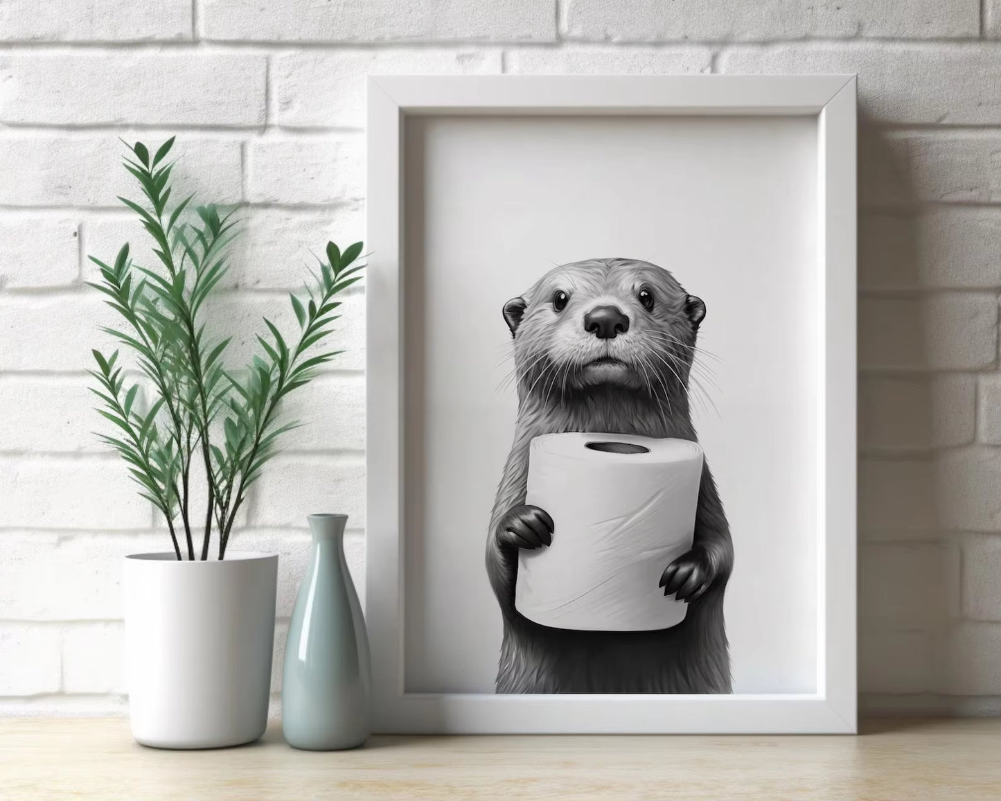 Otter Poster Animal Bathroom Poster Otter Gift Otter Art Bathroom Wall Decor Poster Black and White Bathroom Print Digital Downl